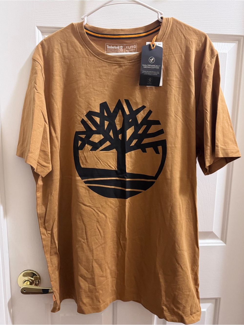 Timberland Short-Sleeve Logo Tee in Chestnut with Black Graphic